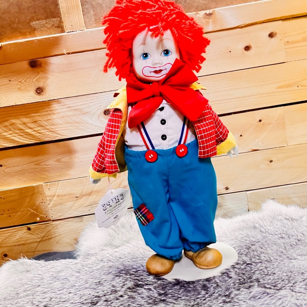 Russ Red-Haired Clown Doll with Blue Pants